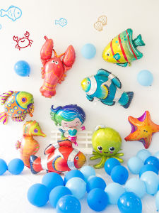 Underwater World Little Mermaid Cartoon Children Birthday Arrangement Sea Animal Theme Party Decoration Aluminum Film Balloon
