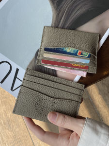 Ultra-Thin Leather Card Holder Womens Mini Wallet Lightweight Bifold Credit Card Storage Pouch Thin Cowhide Card Case