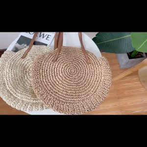 Tas bahu bulat sederhana/tas jerami/tas anyaman/tas pantai/tas jerami wanita modis