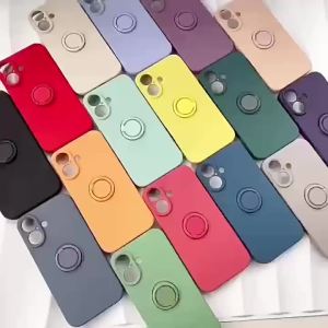 szhaiyu | Liquid Silicone Magnetic Ring Holder Kickstand Phone Case for XiaoMi Redmi 13C Note 12 13 14 Pro Plus 5G Soft Protective Cover