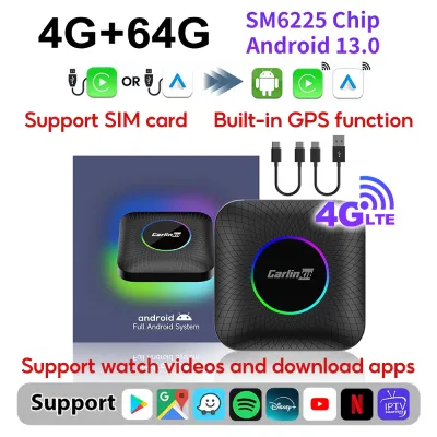[ SG ] CarlinKit Ai Box UHD Wireless Carplay Adapter Android 13 8-Core 8+128G Built-in GPS HDMI Output Wireless Android Auto Apple Carplay Dongle Car Link Kit Tbox UHD 车连易
