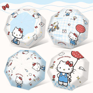 Classic Sanrio Hello Kitty Cat Automatic Umbrella Sunshade Rainproof Black Glue Anti-Uv Cute Student Umbrella Home Daily Use
