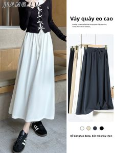 JIANGLU | Váy ngắn chữ A cạp cao dáng rộng đa năng cho phụ nữ nhỏ nhắn Váy dài vừa phải phong cách công sở có túi