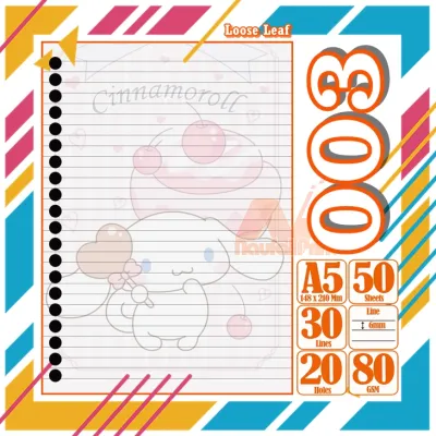 Binder A5 Loose Leaf Leef Karakter Cinomorol hello kitty kucing lucu kartun Isi 50 Lembar isi Ulang full warna lucu pelajar buku mahasiswa sekolah siswa kertas Vol- 10
