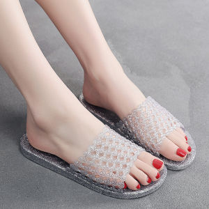 Dép Nhựa Trong Suốt Mùa Hè Cho Nữ Dép PVC Chống Trượt Thoáng Khí Đế Bằng Dép Đi Trong Nhà Dép Đi Trong Nhà Tắm Đế Bằng