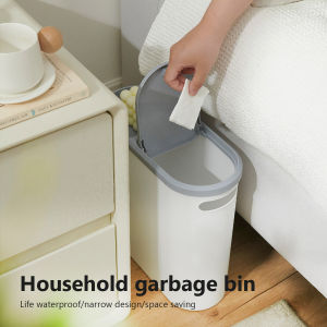 Bathroom Trash Can Large Capacity Household Creative Gap Bin Press Type Garbage Can with Lid Plastic Basket Kitchen Garbage Bin