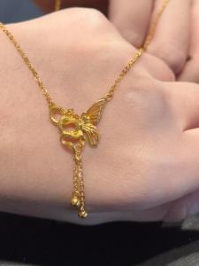 Elegant Snake And Butterfly Set Chain Fine New Chinese Retro Gold Color Zodiac Snake Year Butterfly Tassel Versatile Clavicle Chain