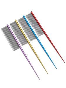 Professional Beautician Split Comb Yorkshire Long-Haired Dog Braid Comb Hair Pick Steel Comb Pet Pointed Tail Comb