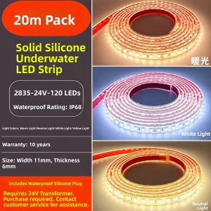 PAIMIJI | Waterproof Ultra-Bright Low-Voltage IP68 Submersible Silicone Step Solid LED Strip Light 24V