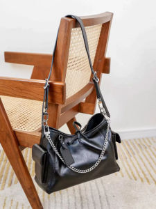 Leather Motorcycle Bag Commuter Tote Bag Large Capacity Single Shoulder Slant Cross Female Bag Black Samurai Bag Messenger Bag