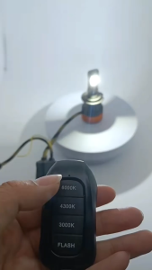 (EP Lightning) Premium Dual LED Headlights with Wireless Remote Control Instantly Change Color & Mode 6000K 4300K 3000K Tri-Color Flash Mode Cooling Power