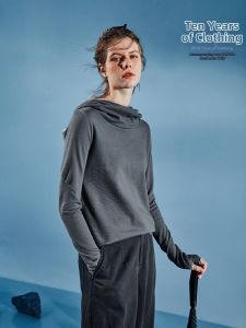 Loose Lazy Long Sleeve Knit Top With Waist Shaping Hood