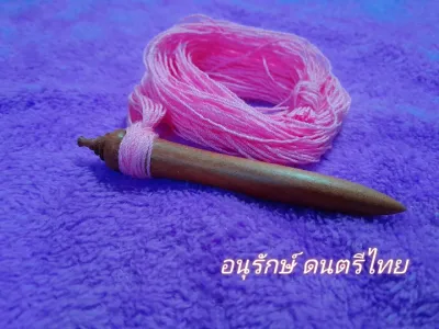 ไม้ดีดจะเข้ไม้ประดู่ ใช้สำหรับดีดจะเข้ พร้อมเชือกพันไม้ดีด