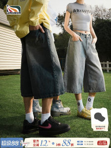 American Washed Denim Shorts Mens Summer Casual Mid-Length Trendy Brand Couples Straight Leg Pants Youth Fashion