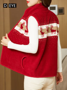Polar Fleece Waistcoat Womens Autumn and Winter Fleece Inner Sleeveless Vest Waistcoat Ladieswear Red Flannel Vest Cardigan