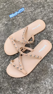 Sandal Wanita Jelly Teplek Motif Mutiara Trendi Anti Slip Silang Ringan Fashion Remaja