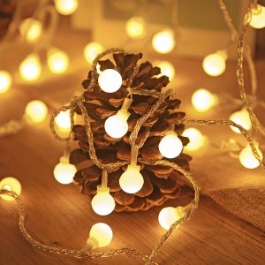 1pc 10/20/40/80 led light Battery Powered Decorative Light String White Ball String Lights(Battery Not Included),Perfact for Ind