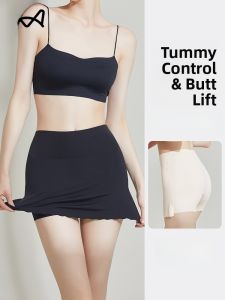 Miiow | Cat Woman Safety Pants Womens Seamless Ice Silk Thin High Waist Abdomen Control Summer Underwear Briefs Two-In-One