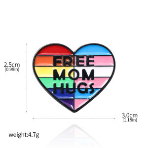 Free Mom Hug Pride Enamel Pin Heart Rainbow LGBT Badge Brooch for Women Men Backpack Fashion Jewelry Gift