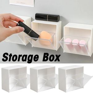 [Free Shipping] กล่องพลาสติกติดผนังเคสแบบพับปิดได้ติดผนังห้องน้ำอุปกรณ์ในห้องน้ำสำหรับพันสำลีแท่งกล่องเดินทางจัดเก็บเครื่องประดับขนาดเล็ก