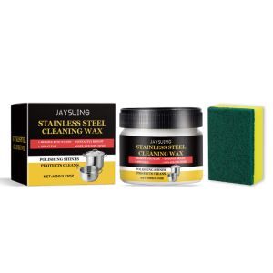 JAYSUING ขี้ผึ้งทำความสะอาดสแตนเลสสตีลห้องครัวและห้องน้ำอเนกประสงค์ที่ครีมทำความสะอาดสำหรับการขัดและปกป้องคราบไขมันบนเครื่องครัวสแตนเลสครีมทำความสะอาดสูตรไร้น้ำการขัดห้องครัวและห้องน้ำการบำรุงรักษา