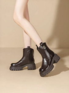 Josiny | Thick Sole Chunky Heel Women Boots English Style Casual New Winter Short Boots