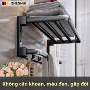 Kệ Tắm Gấp Đen Không Cần Đục Lỗ