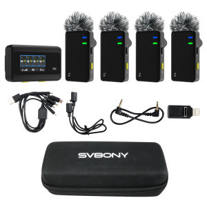 SVBONY SVMic D4 Wireless lavalier microphone with four transmitters ideal for interviews meetings and live streaming