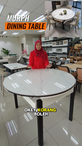 F&F: Morph Expandable Dining Table Set (Stone) + Rubber Wood Leg / Meja Makan 6 kerusi