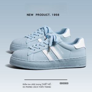 Giày Đế Thấp Đế Xuồng Màu Xanh Lam HuanQiu Dành Cho Nữ Giày Đế Xuồng Đế Bằng Đế Cao Su Đế Xuồng Phong Cách Hàn Quốc Giày Đế Xuồng Thường Ngày