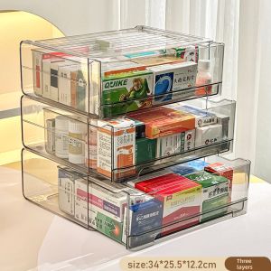 Drawer Medicine Box Family Pack Medicine Storage Box Transparent Medicine Storage Cabinet Acrylic Large Capacity Medicine Box For Home