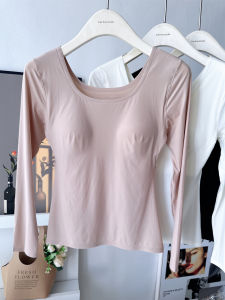 Ultra-Thin Long-Sleeve Foundation Liquid Invisible Collar Skin-Nourishing Shirt with Chest Pad High Elasticity Seamless Inner Wear Top