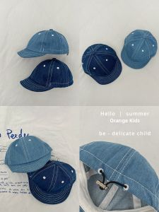 Retro Denim Summer Baby Hat with Adjustable Strap