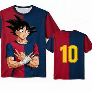 Bandai | Summer 2026Dragon Ball Sun Wukong "Barca Football No. 10" Themed 3D Print Breathable Quick-drying T-shirt Adult Parent-child Top