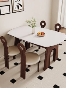 French Vintage Style Extendable Solid Wood Table And Chairs Rock Plate round And Square Table Small Household Furniture