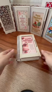 Happy Birthday Wooden Book Gift Box – Pink Balloon & Cake Design | HL Makes - FB25-39