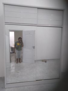 Lemari Pakaian Sliding Mirror Full cermin Pintu 2 jumbo Kabinet. Free Ongkir Jabodetabek