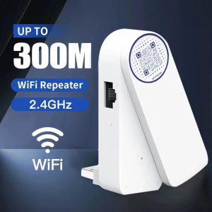 Kebidumei | KEBIDUMEI 300Mbps WiFi Signal Amplifier 2.4G WiFi Repeater AP Mode RJ45 Router USB Power Supply LAN Port Extender NFC Function