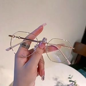 New Fashion Anti-Blue Light Glasses Ultra-Light Metal Polygonal Glasses For Men Whitening Artifact For Women Without Makeup Spek Mata