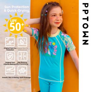 PPTOWN | Fashionable UV-Protective Girls Swimsuit Set