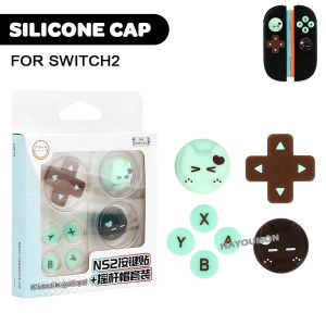 Cute Cat For Switch 2/Switch Lite Joypad Thumb Stick Grip Cap Cover Silicone Soft D-pad Cross Button ABXY Key Sticker Skin Case