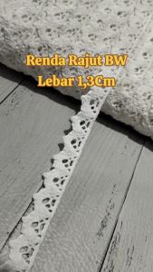 (Per 3 Meter) RDR212 Renda Rajut Broken White Motif Gerigi Lebar 13Cm