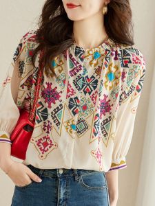 Fashionable Chiffon Shirt Womens Summer New Style Spring Autumn Trendy Top Sleeveless round Neck Print Loose Fit Online Exclusive