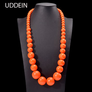 UDDEIN Bohemian Cam Tròn Lớn Vòng Cổ Gỗ Handmade Dây Xích Tỳ Hưu Thạch Bib Hạt Nữ Dân Tộc Thời Trang Trang Sức Dự Tiệc