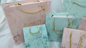 ZOEY..มาใหม่.. ถุงใส่ของขวัญ ถุงกระดาษหูเชือก ถุงกระดาษน่ารัก พิมพ์ลายใบไม้ ราคาถูกพร้อมส่ในไทย