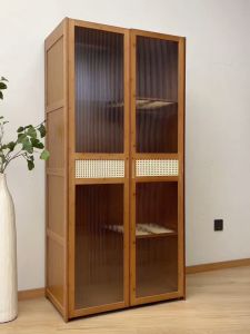 Wardrobe Cabinet for Clothes Doors: Durable Simple Modern Bamboo Clothes Cabinet Organizer