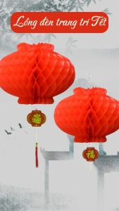 Bộ 5 Lồng Đèn Trang Trí Tết Lóng Đèn Tổ Ong Đỏ Trang Trí Đa Kích Cỡ 12cm/15cm/20cm/25cm