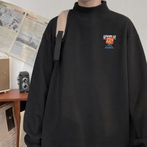 เสื้อยืดคอกลมแขนยาวบุขนแกะหนาสำหรับผู้ชาย เสื้อชั้นในฤดูหนาวแบบหลวมๆ อบอุ่น เสื้อชั้นในฤดูใบไม้ร่วง เสื้อผ้าผู้ชาย เสื้อยืด