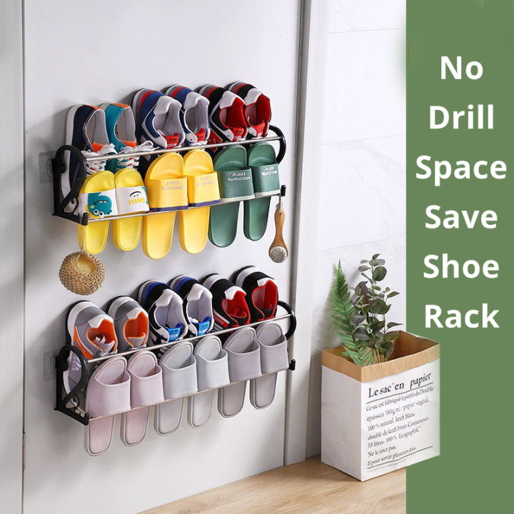 BAMO Wall Mounted Shoe Rack，Wall Mounted Slipper Shoe Organizer