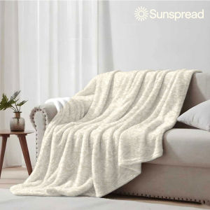 Beast Kingdom | Cream Embossed Scroll Texture Soft Warm Flannel Blanket Lightweight Cozy Christmas Halloween Home Decor Room